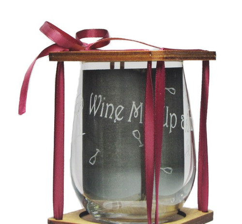 Wine Me Up and Watch Me Go! 360 Degree Engraved Stemless Wine Glass