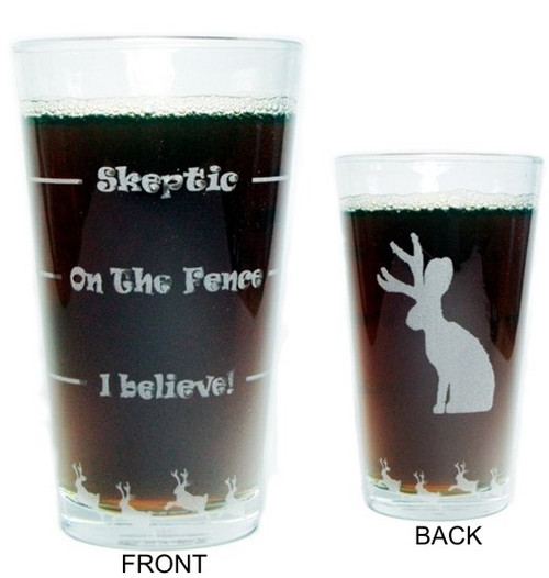 Jackalope "Drink 'Till You Believe" 16 Ounce Heavy Duty Laser Engraved Pint Glass / Beer Glass