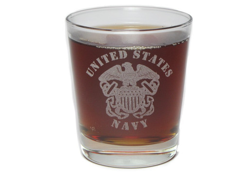 Navy - Engraved Hi-Ball Rocks Glass - 13 Oz - Permanently Etched - Fun & Unique Gift!