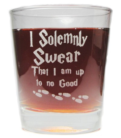 I Solemnly Swear That I Am Up To No Good - Engraved Hi-Ball Rocks Glass - 13 Oz - Permanently Etched