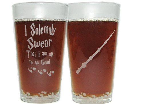 I Solemnly Swear That I Am Up To No Good with Elder Wand and Mischief Managed 16oz. Pint Glass