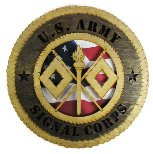 U.S. Army Signal Corps 12" Wooden Plaque