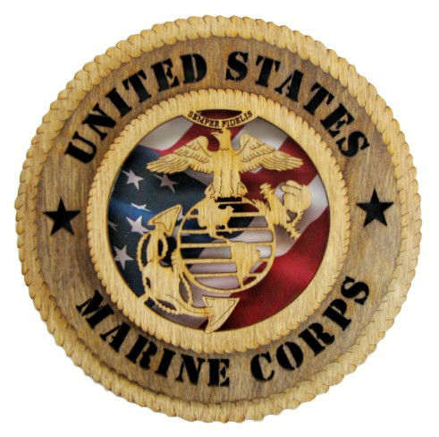 USMC Marine Corps Military 6" Desk/Wall Plaque with American Flag