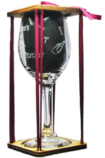 Mom's Fidget Spinner Stemmed Wine Glass with Charm and Presentation Packaging