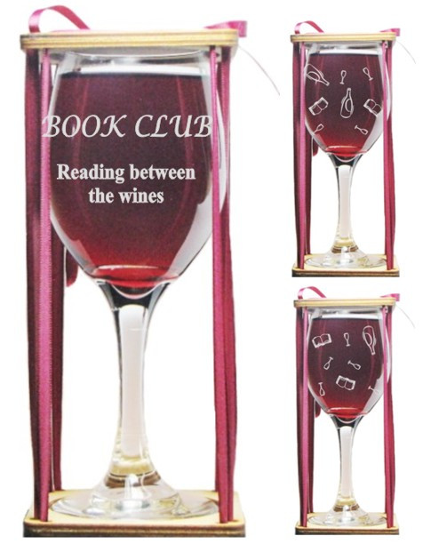 Book Club Reading Between the Wines Stemmed Wine Glass with Charm and Presentation Packaging