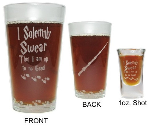 I Solemnly Swear That I Am Up To No Good 16 Oz. Pint and 1 Oz. Shot "Boilermaker" Gift Set