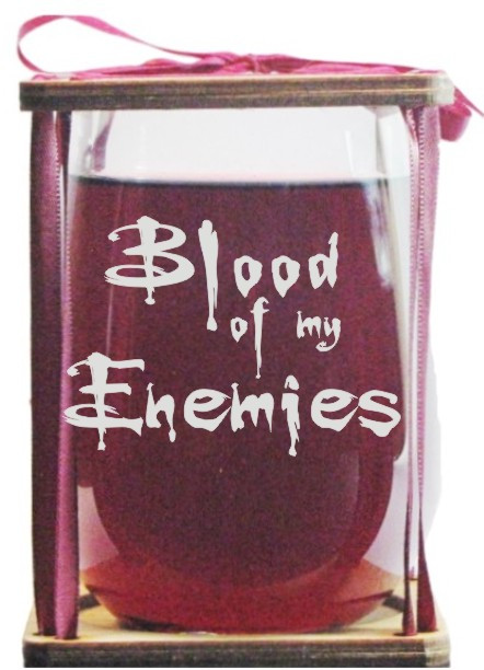 Blood of My Enemies Engraved Stemless Wine Glass