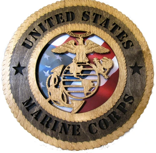 USMC Marine Corps Plaque with American Flag
