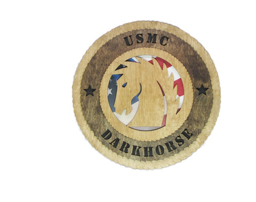 USMC - Marine Corps Darkhorse Third Battalion, Fifth Marines Laser Cut Military Wall Plaque with American Flag