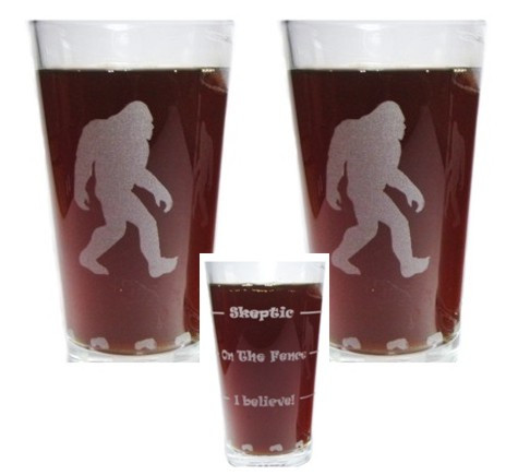 Bigfoot Sasquatch "Drink 'Till You Believe"  Set of Two 16oz. Pint Glasses / Beer Glasses