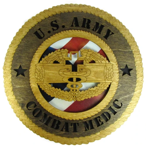 Combat Medic Badge Plaque with American Flag