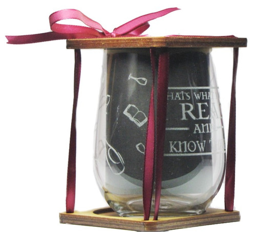 I Read and I Know Things 360 Degree Engraved Stemless Wine Glass
