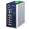 Industrial 8-Port 10/100/1000T 802.3at PoE + 2-Port 10/100/100T + 2-Port 100/1000X SFP Managed Switch