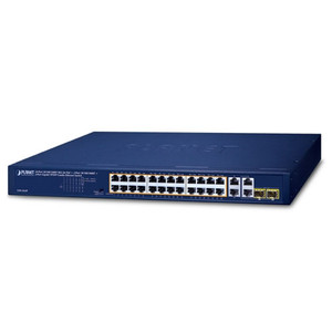 24 x GbE PoE 802.3at + 2 x GbE + 2 x SFP Unmanaged PoE Switch