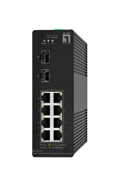 8 x GbE PoE 30W + 2 x SFP L2-Lite Managed Industrial PoE Switch