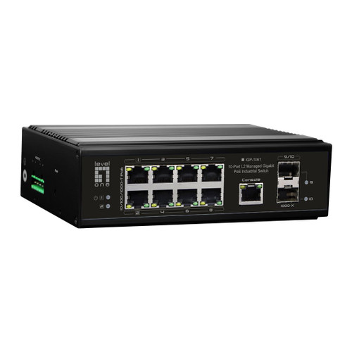 8 x GbE PoE + 2 x SFP with 120W Power Supply L2 Managed Industrial PoE Switch