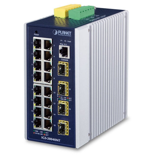 16 x 10/100/1000T + 4 x 100/1000X SFP L2+ Managed Industrial Switch 16 x 10/100/1000T + 4 x 100/1000X SFP L2+ Managed Industrial Switch