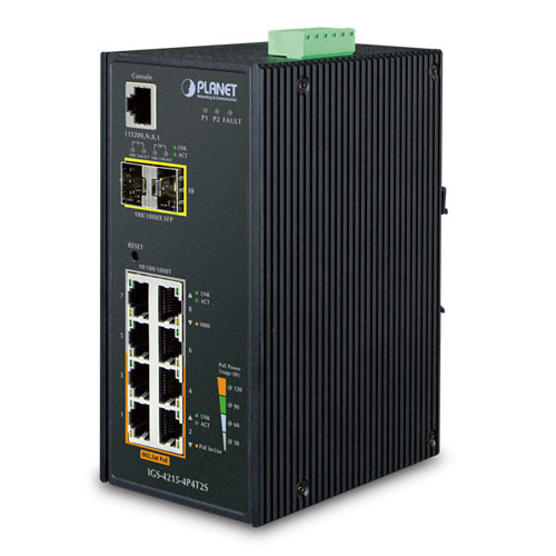 Industrial 4-Port 10/100/1000T 802.3at PoE + 4-Port 10/100/1000T + 2 ...
