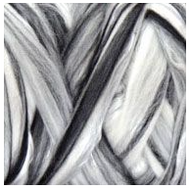 18% Tencel, 82% Natural White, Black and Grey 22 micron Merino.

A luxurious fibre, perfect for spinning, weaving and felting. Dyes beautifully .