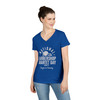 Women's V-Neck National Barbershop Quartet Day T-Shirt - Barberpole, pitch pipe, and boater hat icons - Available in Multiple Colors