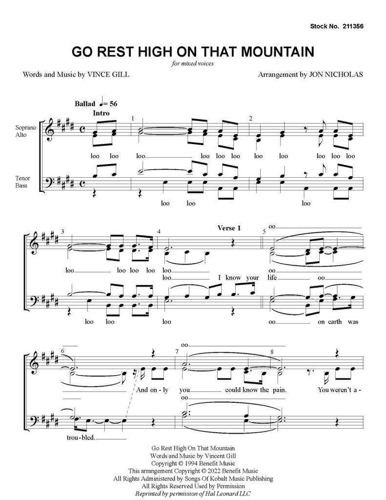 Go Rest High on That Mountain (SATB) (arr. Nicholas)