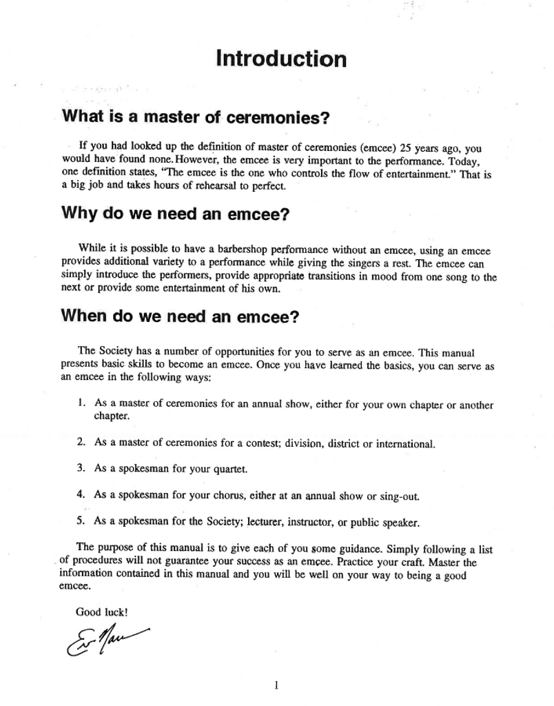 Master of Ceremonies Manual