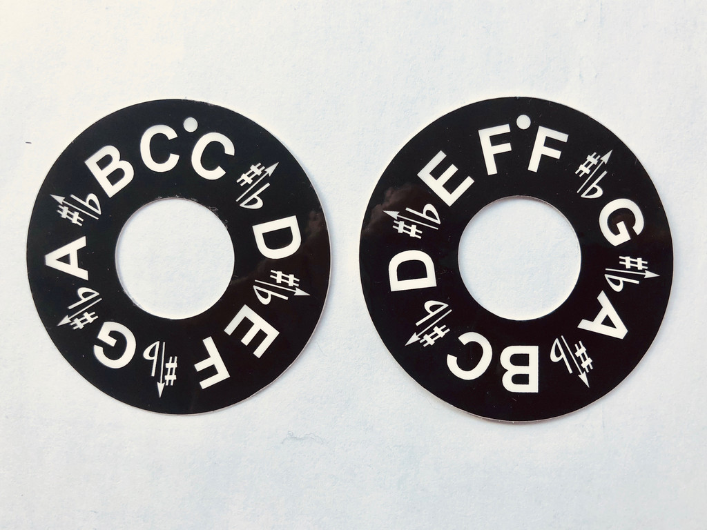 These stickers make the letters on your Master Key Pitch Pipe easier to read!

Available for both C-C and F-F configurations. 