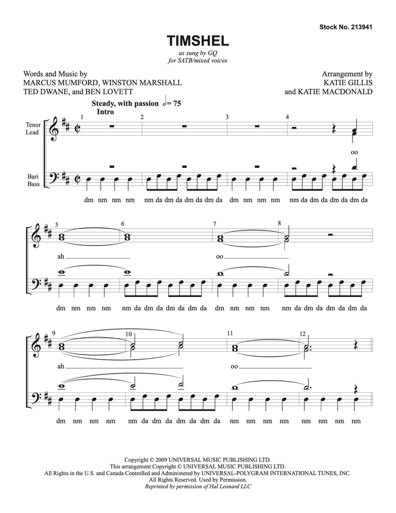 Timshel (SATB) (arr. Gillis & Macdonald)