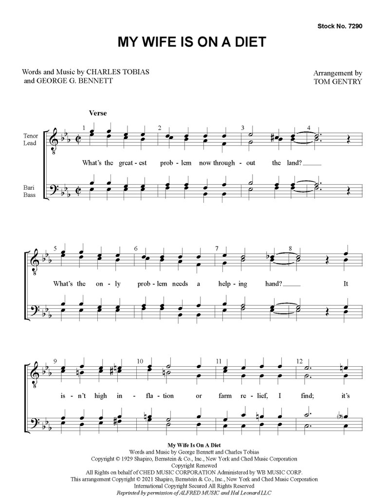 My Wife Is On A Diet (TTBB) (arr. Gentry) - Download