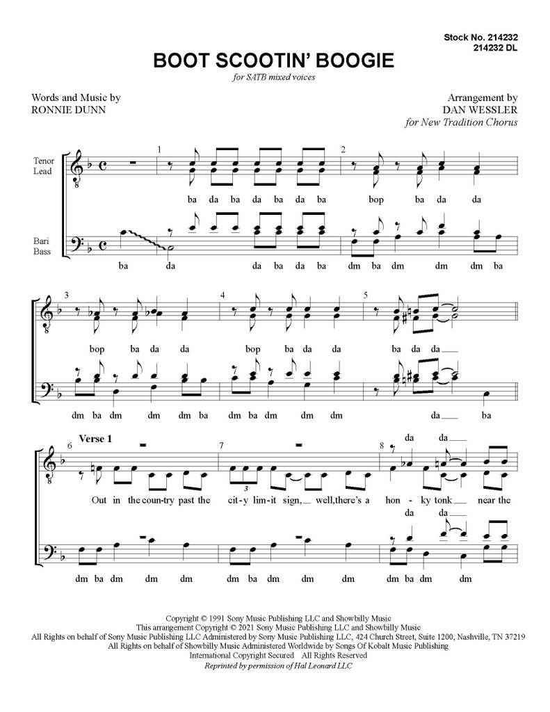 Boot Scootin' Boogie (SATB) arr. Dan Wessler Harmony Society