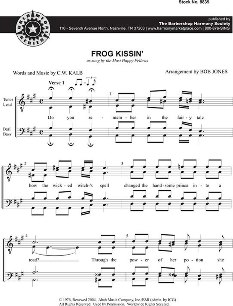 Frog Kissin' (TTBB) (arr. Jones) - Download