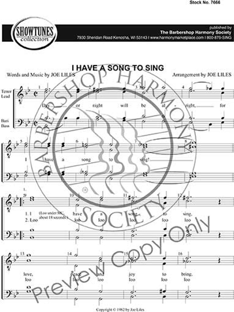 I Have A Song To Sing (TTBB) (arr. Liles) - Download