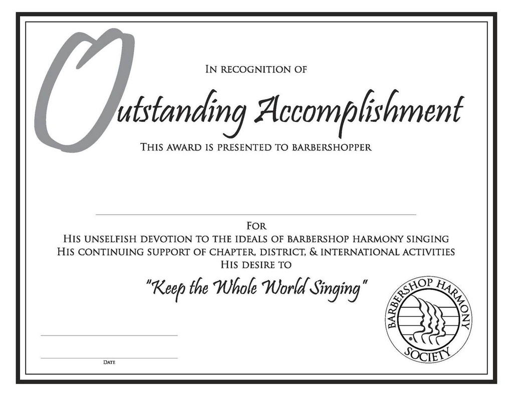 Outstanding Accomplishment Certificate