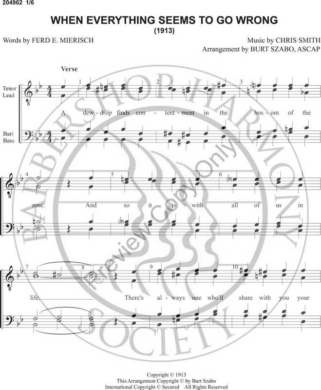 When Everything Seems To Go Wrong (TTBB) (arr. Burt Szabo)-UNPUB