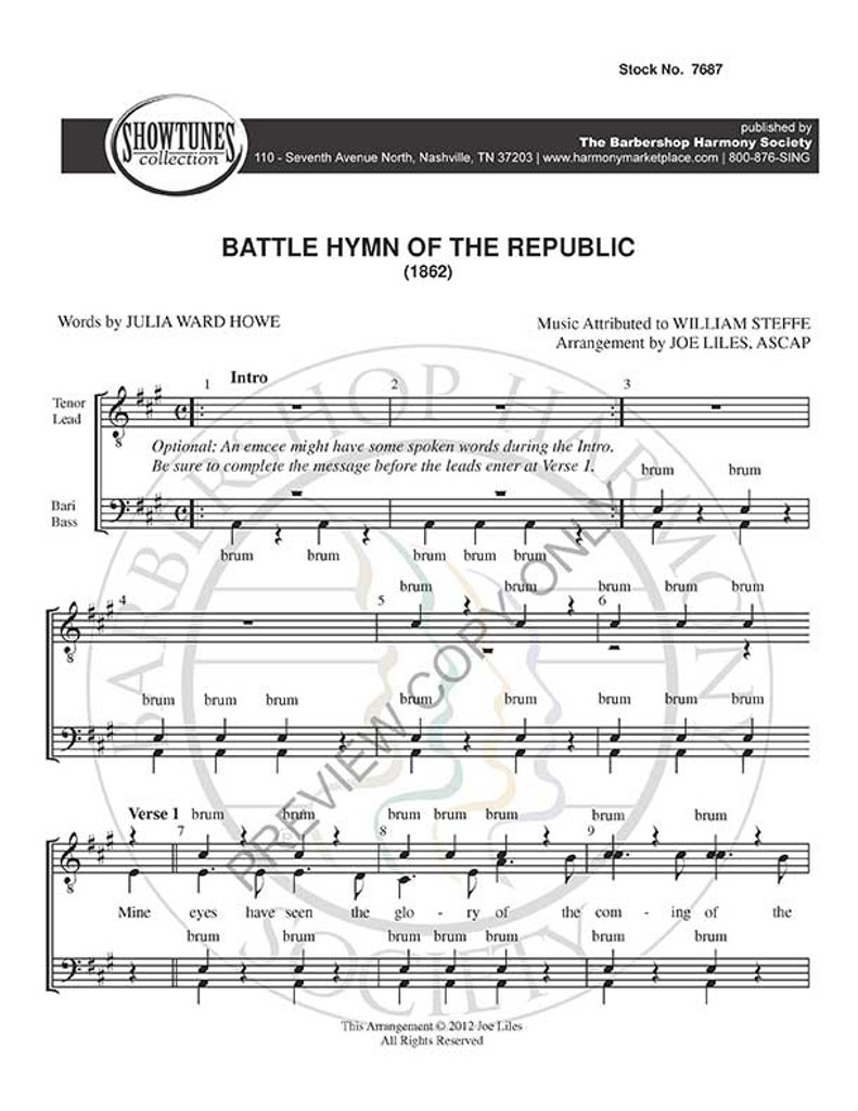 The Battle Hymn Of The Republic (TTBB) (arr. Liles)