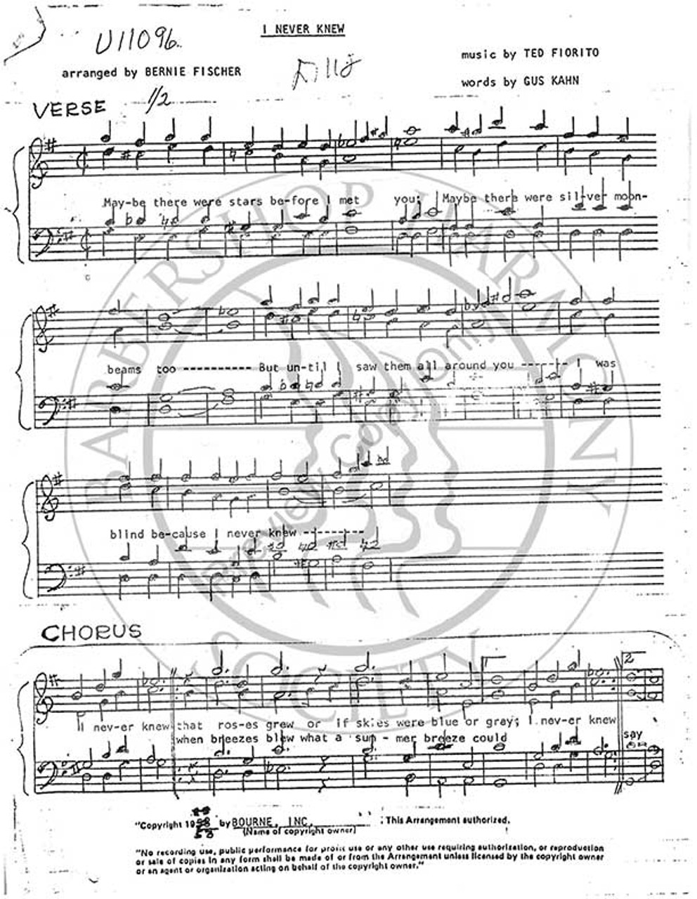 I Never Knew (TTBB) (arr. Bernie Fischer)-Download-UNPUB