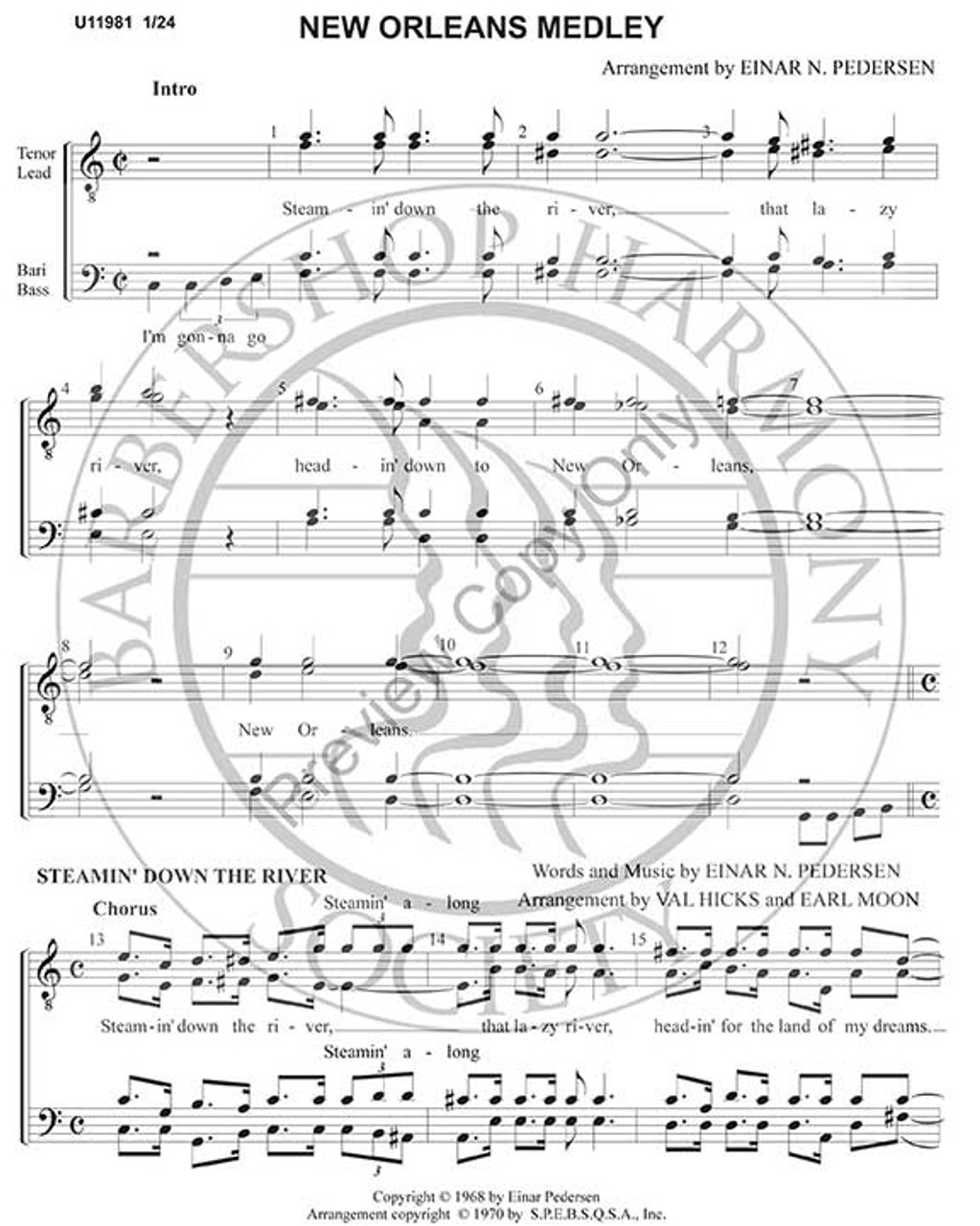 New Orleans Medley (TTBB) (arr. Einar Pedersen)-Download-UNPUB