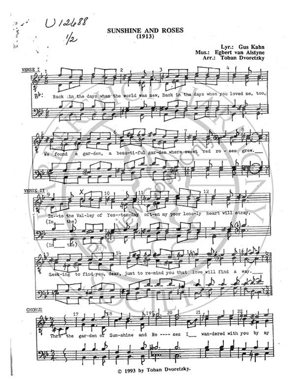 Sunshine And Roses (TTBB) (arr. Toban Dvoretsky)-Download-UNPUB