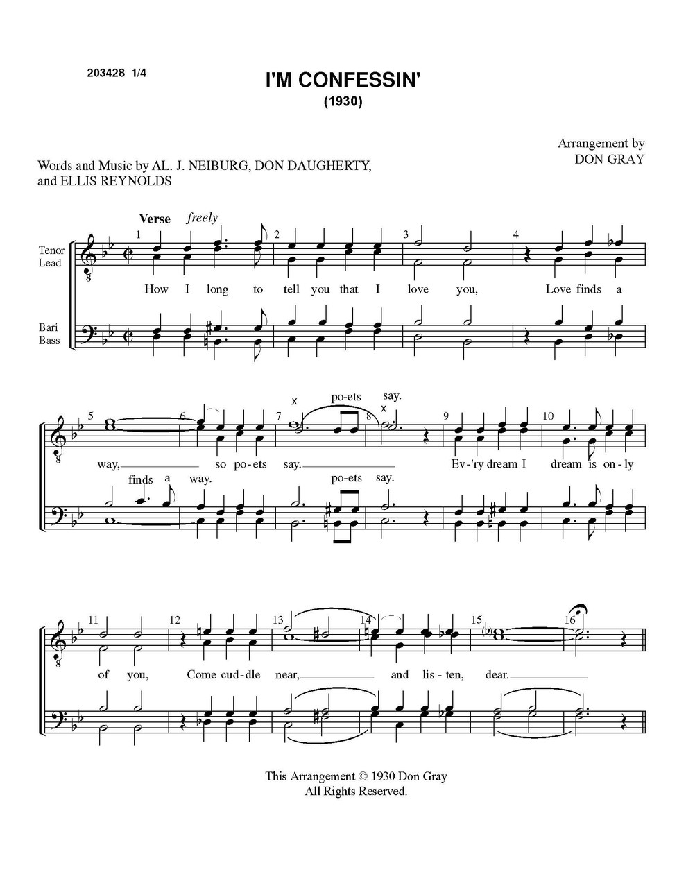 I'm Confessin' (That I Love You) (TTBB) (arr. Gray)-Download 