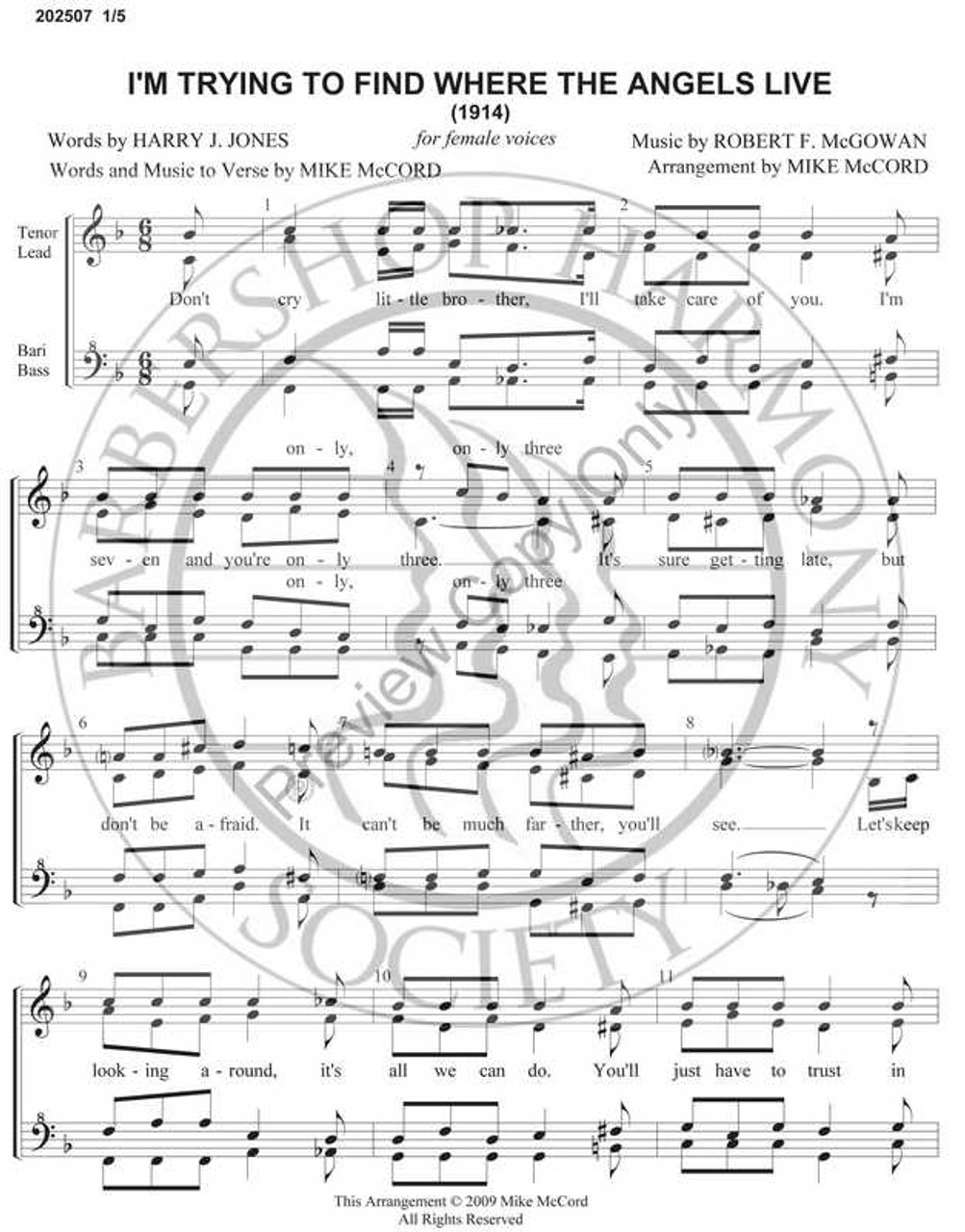 I'm Trying to Find Where the Angels Live (SSAA) (arr. Michael McCord)-Download-UNPUB