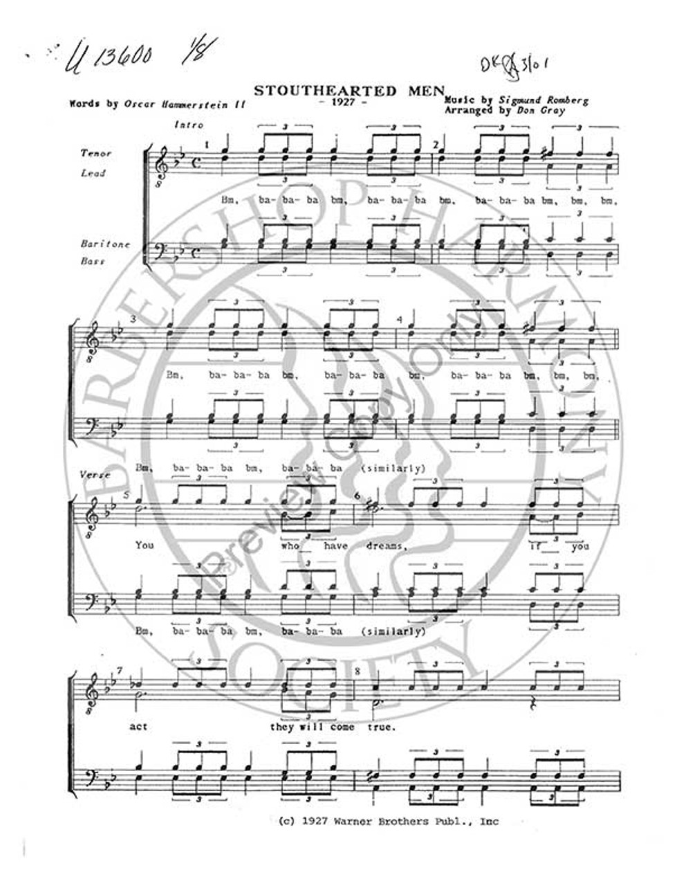 Stouthearted Men (TTBB) (arr. Don Gray)-Download-UNPUB