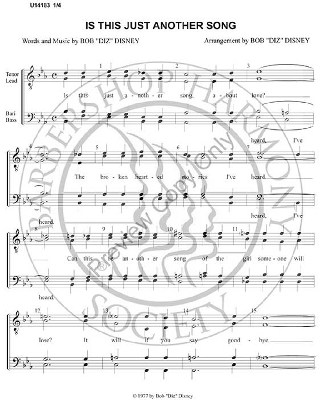 Is This Just Another Song (TTBB) (arr. Robert Disney)-Download-UNPUB