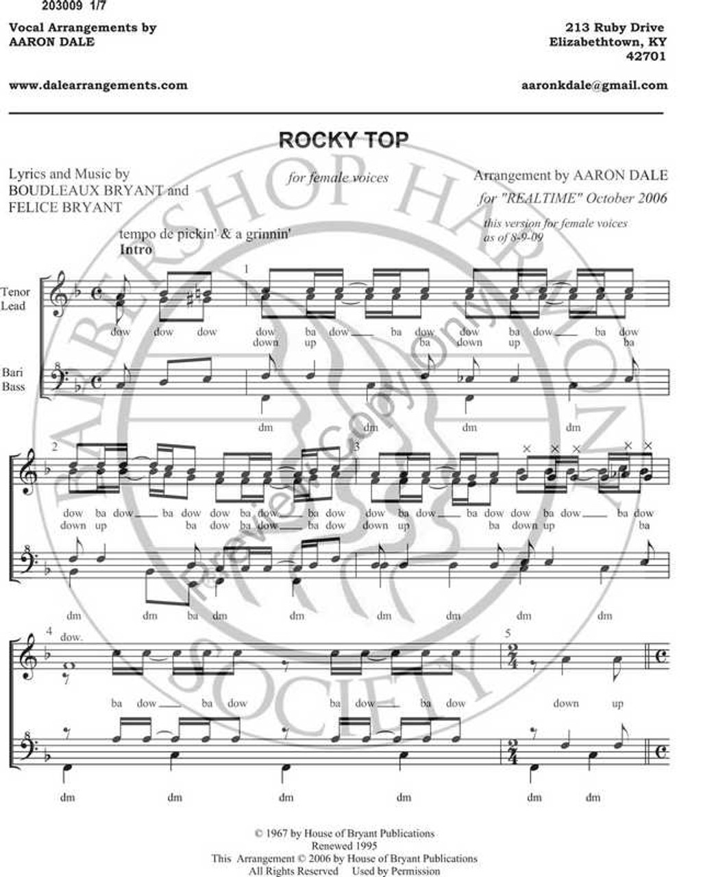 Rocky Top (SSAA) 1 (arr. Aaron Dale)-Download-UNPUB