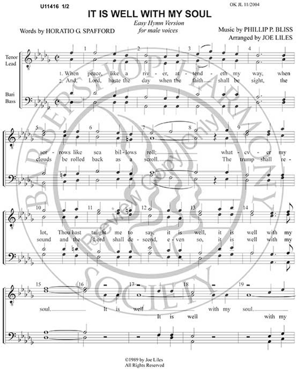It Is Well With My Soul-Hymn Version (TTBB) (arr. Joe Liles)-Download