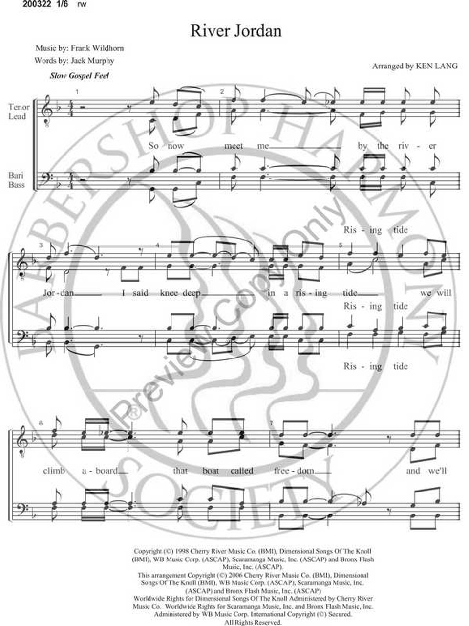 River Jordan (TTBB) (arr. Ken Lang)-Download-UNPUB