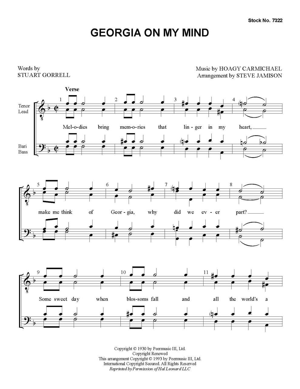 Georgia On My Mind (TTBB) (arr. Jamison) - Barbershop