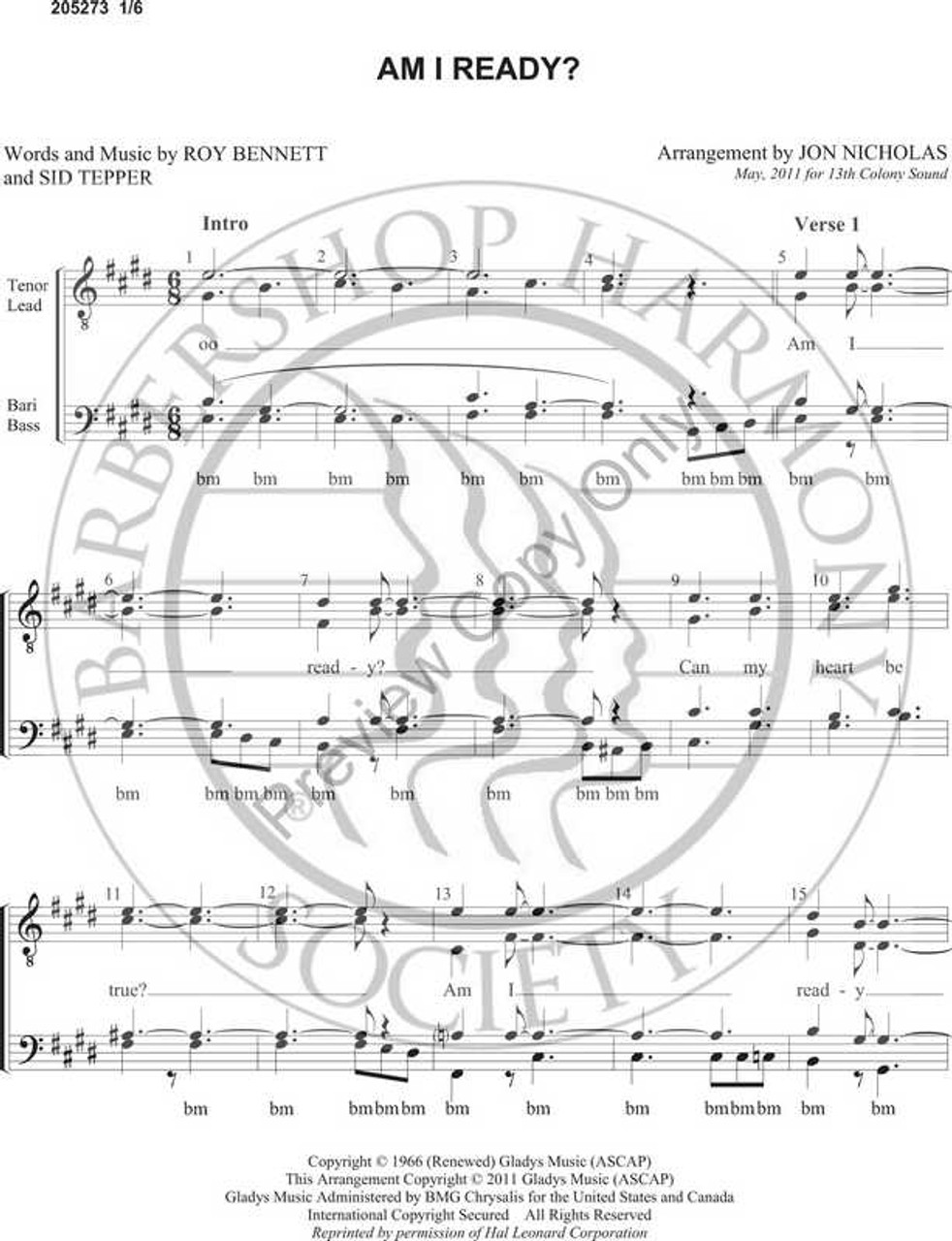 Am I Ready (TTBB) (arr. Jon Nicholas)-Download-UNPUB