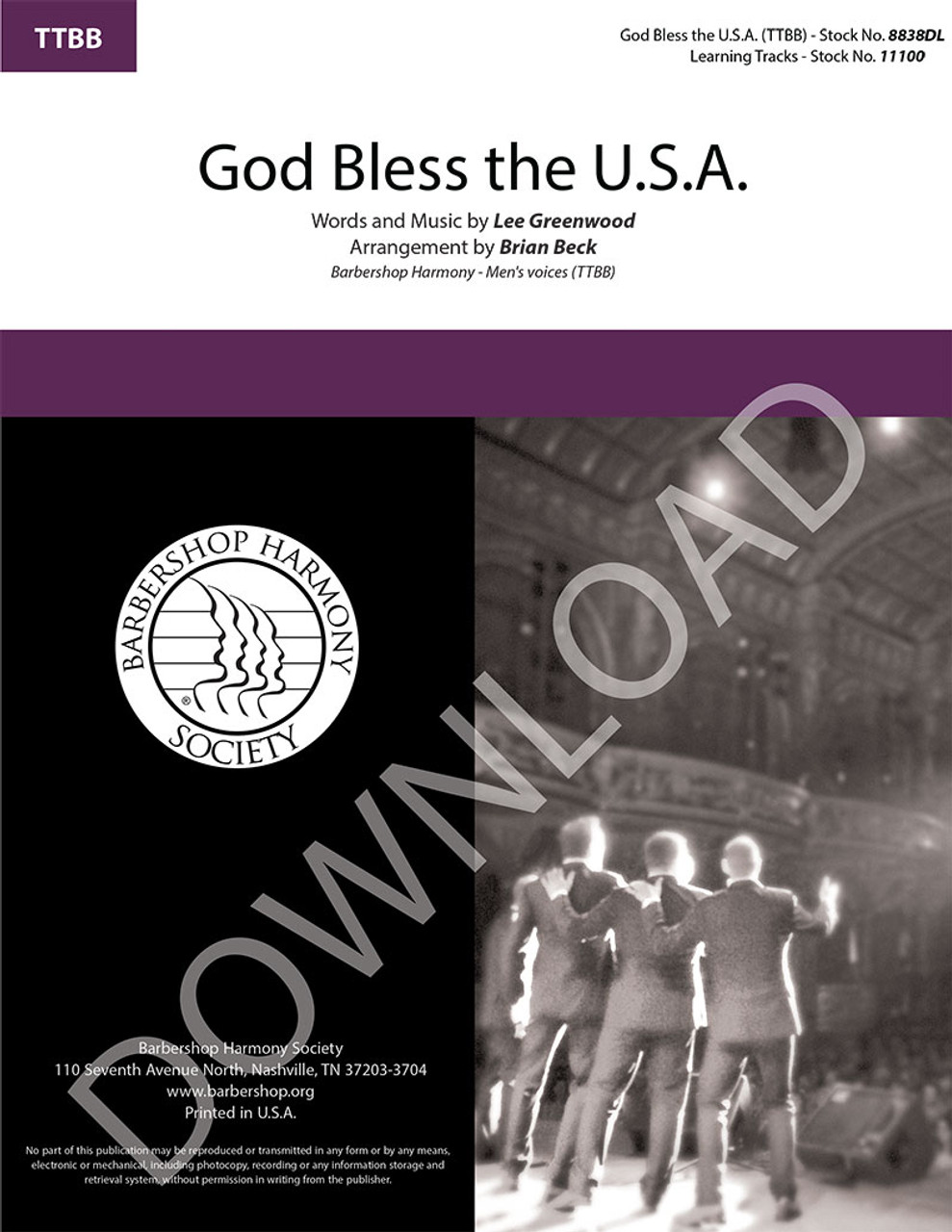 God Bless the U.S.A. (TTBB) (arr. Beck) - Download