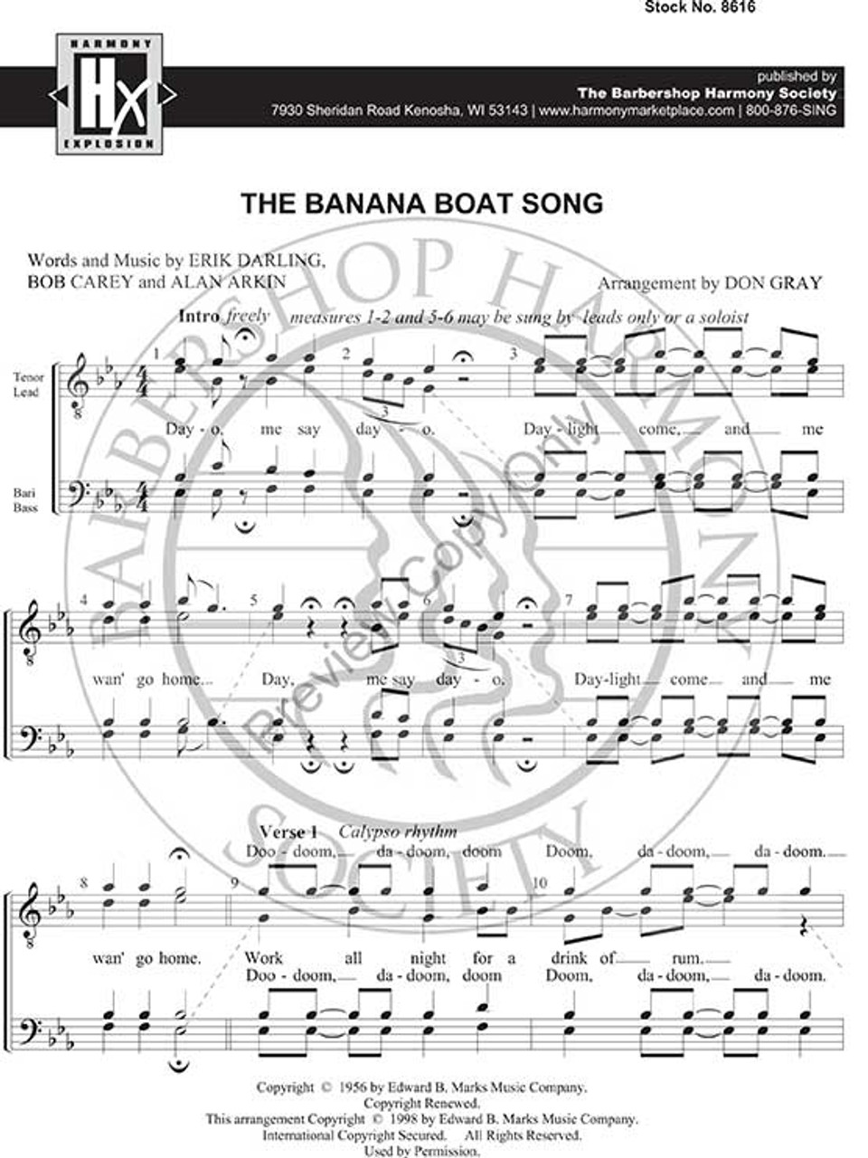 The Banana Boat Song (TTBB) (arr. Gray) - Download