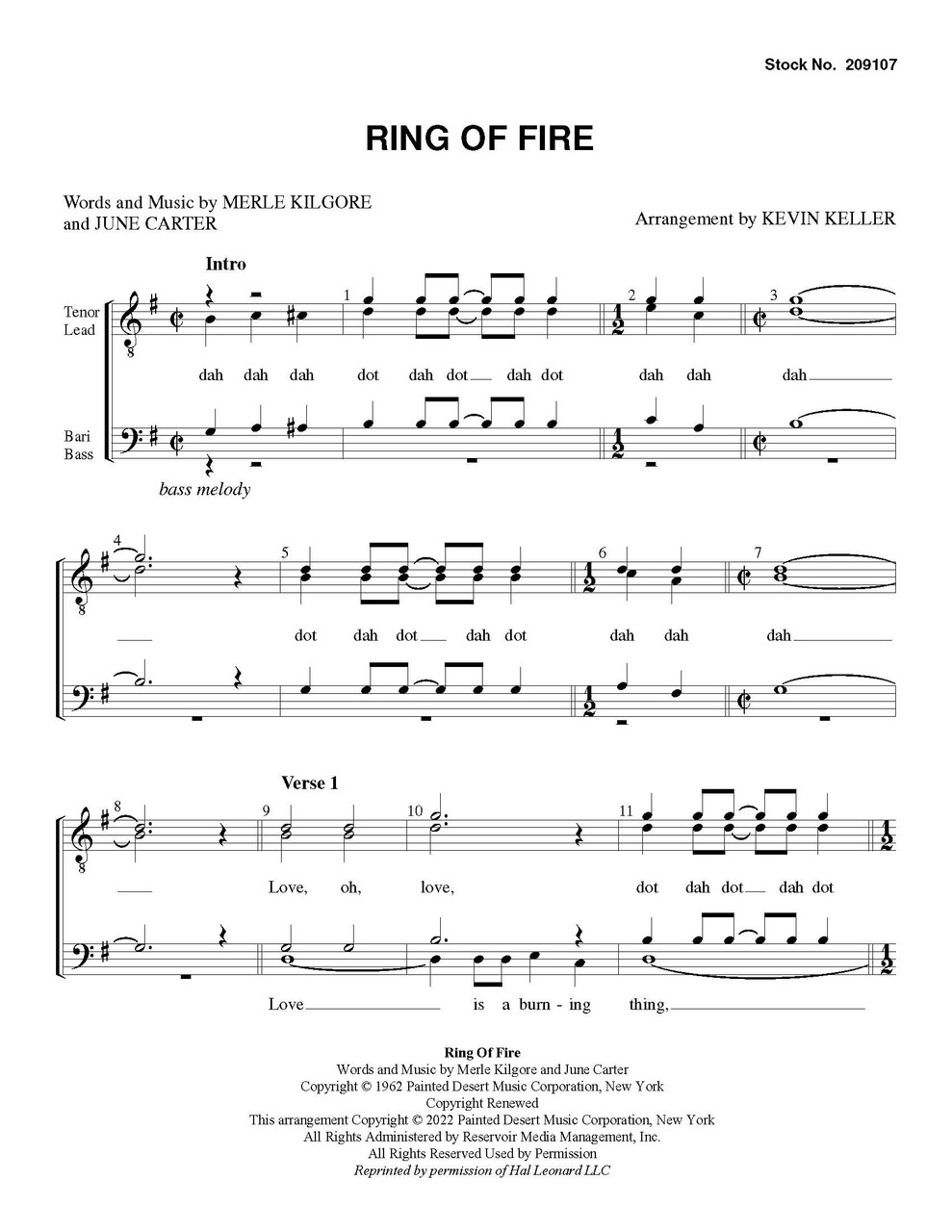 Ring of Fire (TTBB) (arr. Keller)